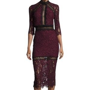 Alexis Marisa Half-Sleeve Lace Midi Dress, Plum
